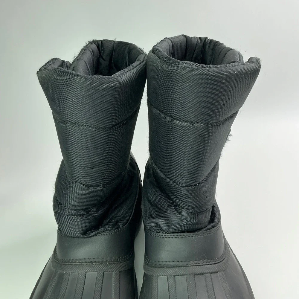 Black Snow Boots Mens Size 9 Insulated Waterproof Shell Hook and Loop HB22001